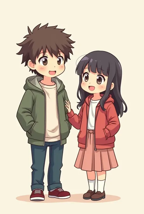 cartoon of a couple of people standing next to each other, a cartoon inspired by Eiichiro Oda, pixiv, conceptual art, stylized anime, vrchat, cartoonish cute, chibi style, flat anime style, chibi, anime stylized, style of maple story, cute:2, loli, cute ca...