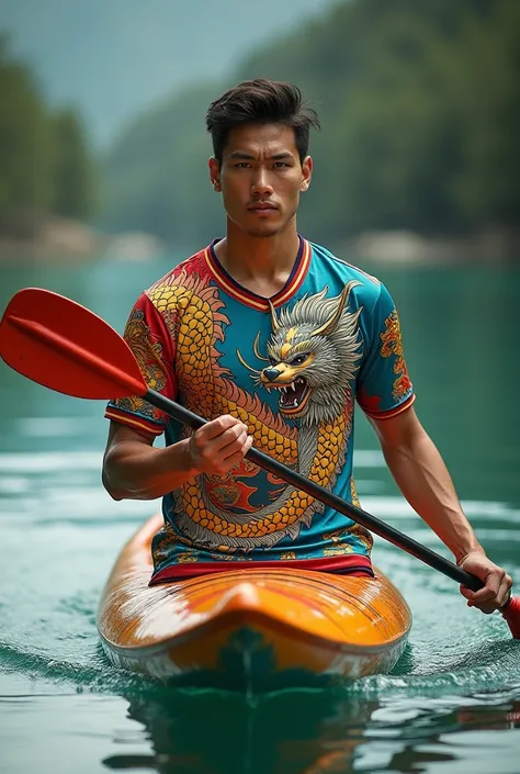 Maillot de sport dragon lion pagaie de canoë 