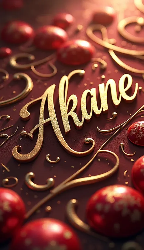 Write the name Akane in cursive, three-dimensional, fantastic, and luxurious