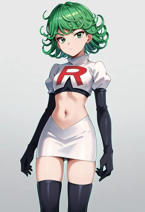 score_8_up, score_7_up, score_6_up, score_5_up, score_4_up, anime screenshot, looking at viewer,
1girl, tatsumaki, green hair, green eyes, short hair, curly hair, looking at viewer
BREAK
looking at viewer, team rocket,team rocket uniform,white skirt,red le...