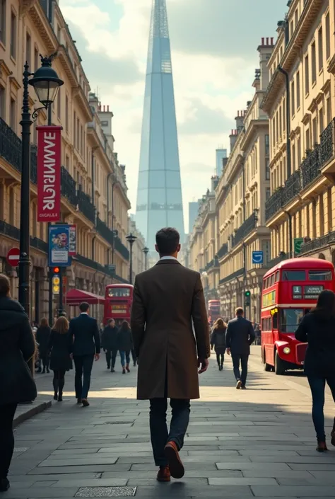 A person walking on the street of london