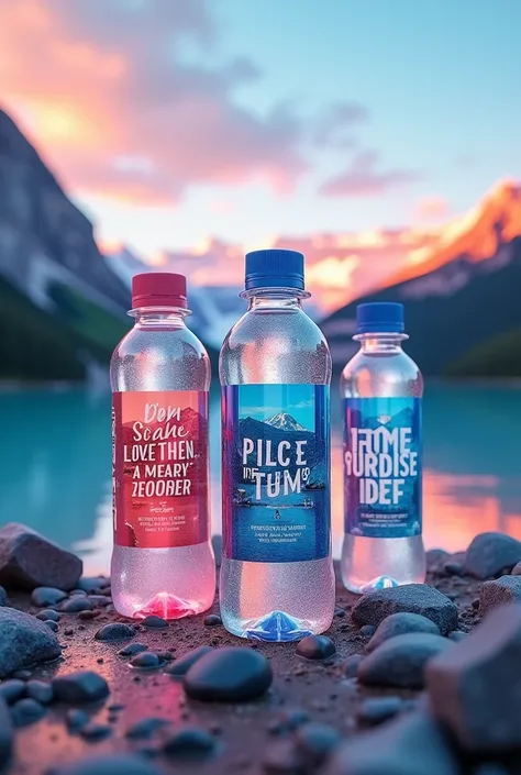 Plastic Water bottles on which anybody can advertising on there sticker with amazaing background and quote