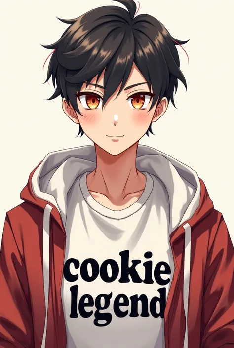 Anime character picture of a man wearing clothes that say Cookie Legend