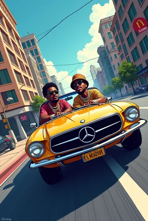 2 rappers drive car illustration 