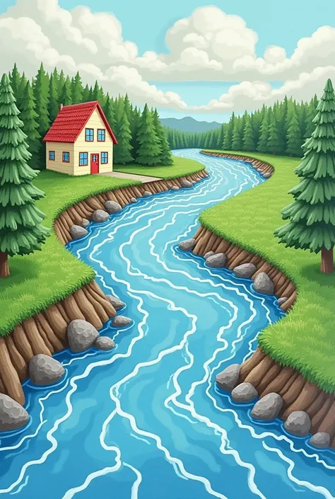  Create a picture of the river of life with uk potrait ,  along with an explanation of the following steps ,  from step 1 to step 3 . 

 Step 1 :  Start Trip  ( House Symbol )

 Draw a house at the beginning of your river ,  as a symbol of the beginning of...