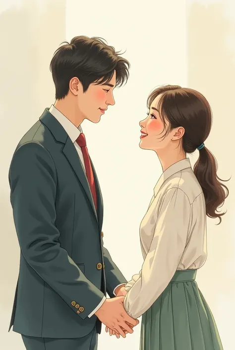  The cover of the novel , Comic Theme: Precedent and korean secretary looking at each other and smiling in soft colors