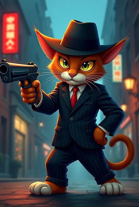 Gangster one cat of catcartoon character of nft art base character 