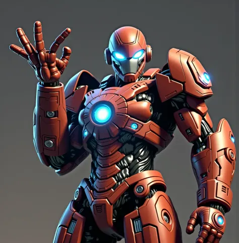 Ultron image  ,2.5D,Super Villain , game style ,  frontal posture  ,the Avengers ,  supervillain stand, douchebag, battlefield, universe,  mechanical lab  ,serious,  intricate details , masterpiece,  Ultra High Resolution  ,  best quality, From the front, ...