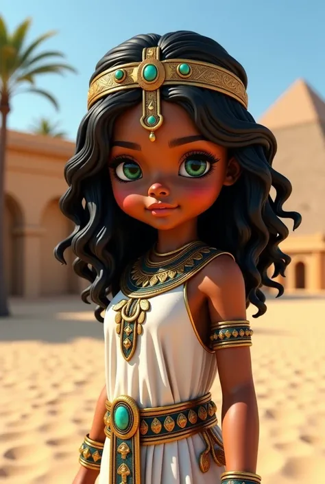 toddler indian girl from  Ancient Egypt, big green eyes  , beautiful ,  detailed eyes, black curly hair  ,  tanned skin , ,  shiny skin , bardzo  shiny skin ,  narrow waist ,  wide hips,  athletic physique , perfect lips), ,  beautiful ,  detailed mouth , ...