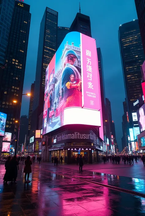 create an image of LED HOARDING in a buy city and make it realistic, and screen as a mockup where i can fit in a video