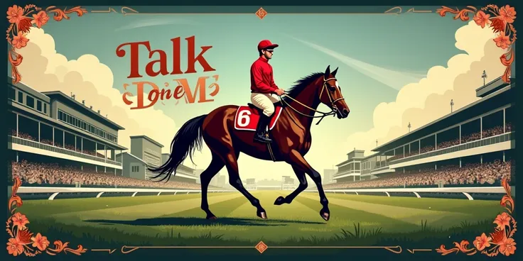 Design a Jockey Club style poster with the theme of the word Talk Derby To Me, 《Talk Derby To Me》， The font of the words should be advanced and have an artistic atmosphere