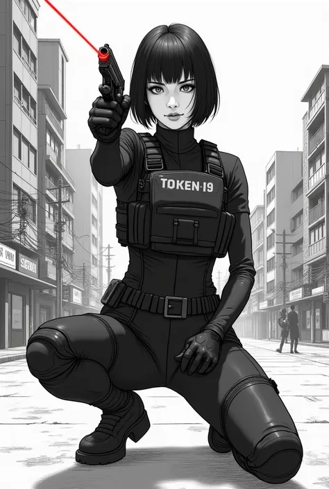 (masterpiece,Distinguished Quality,Mirror-like,Cinematic Experience,insanely detailed,absurdres),8k,wallpaper,,(Best illustrations:2.0),(One Woman:2.0),(Motoko Kusanagi:2.0),(Ghost in the Shell-style worldview:2.0),(Black tactical bodysuit:2.0),(Heavy blac...