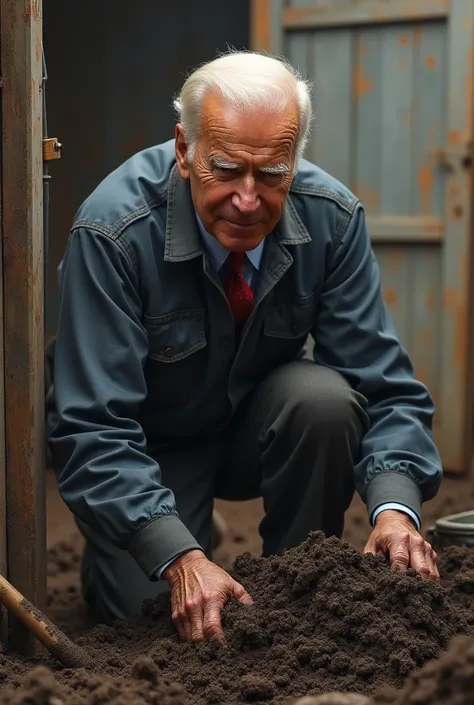 joe biden গোবর পরিষ্কার করতেছে 