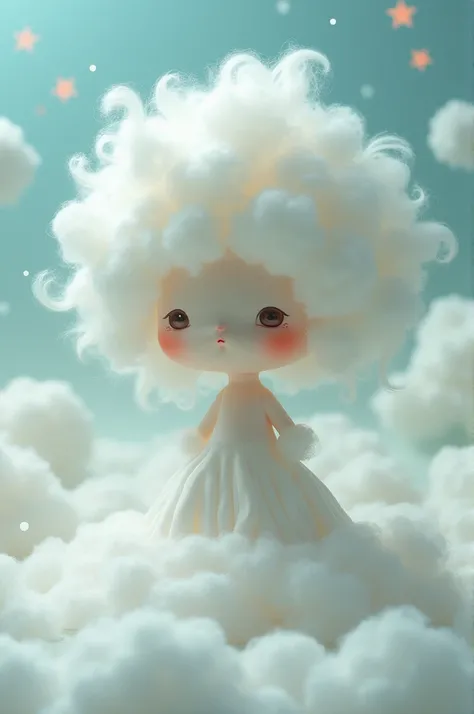  Make a doll about a cloud，The shape of a cloud ， anthropomorphic ，Fantasy