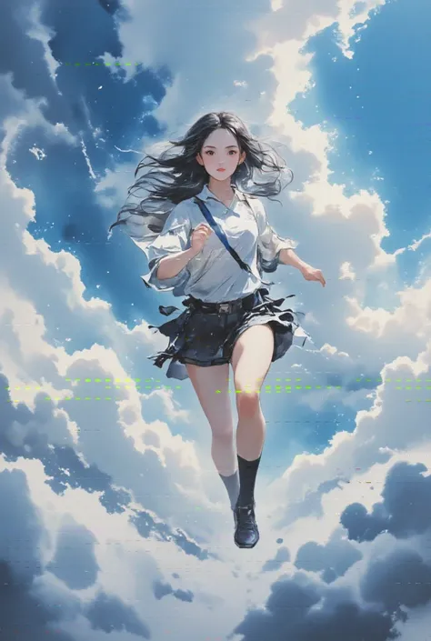 A super hot girl running at cloud 