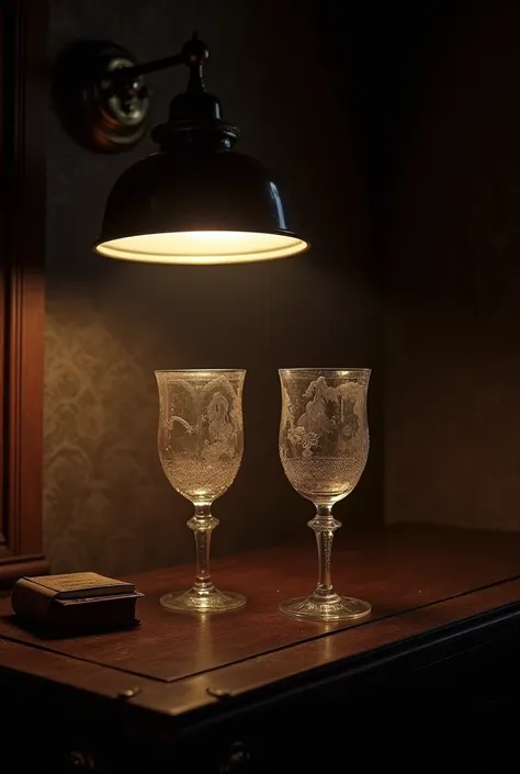 Room with dark lamp on large glasses with the image size 1152X648