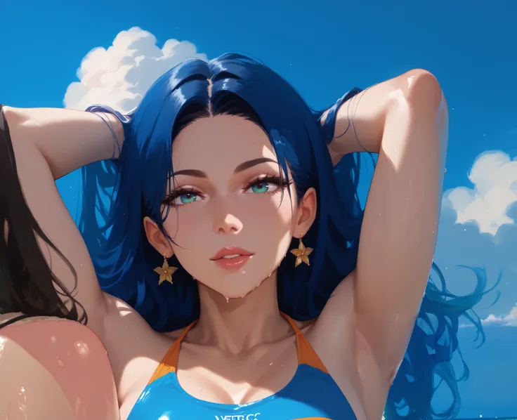 girl on the beach in a bikini, evict