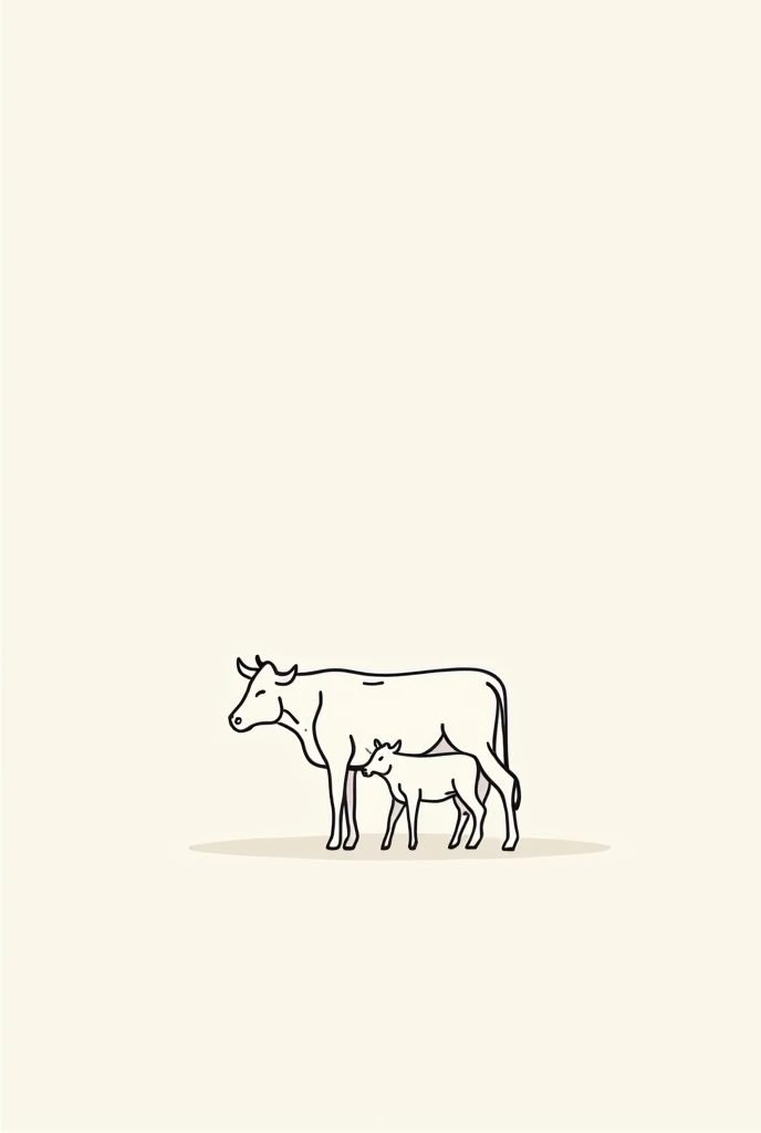  with mother cow, line diagram