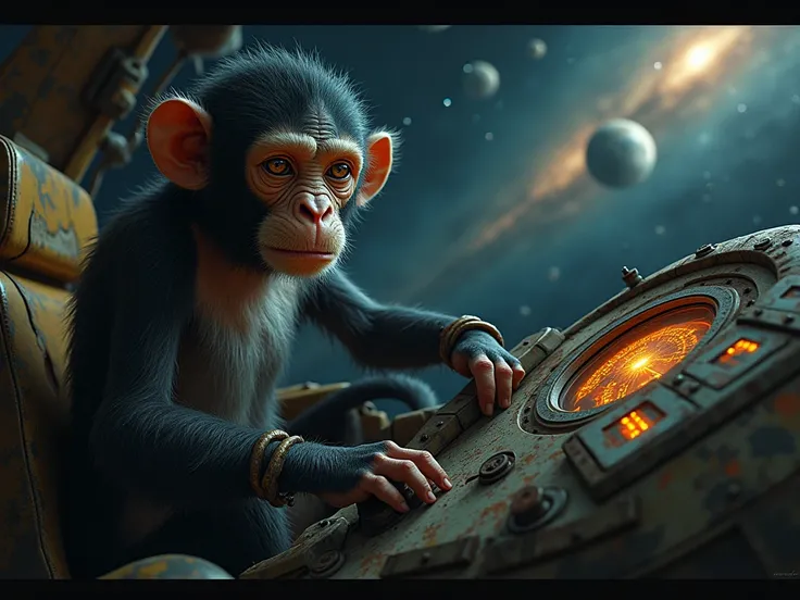 a slave monkey is flying to another galaxy