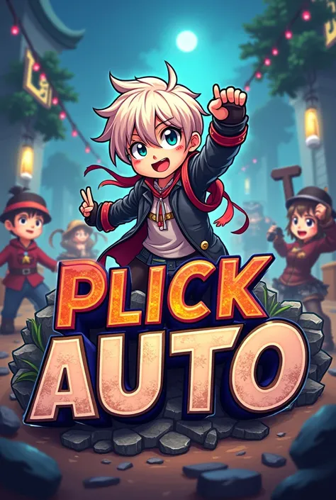 I want the image to include the text Pro Click Auto with a background featuring cartoon-style visuals from the online game Ragnarok Online. Add gamer streamer-themed graphics with a bold and intense style. Showcase in-game skills and various character clas...