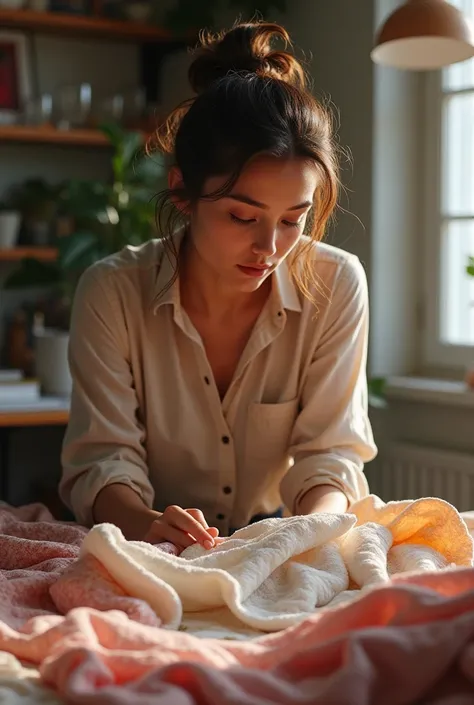 Woman wasting fabric