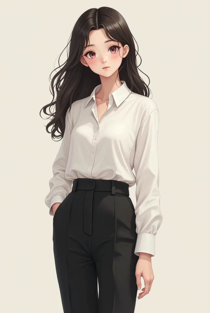 A girl white shirt black pant