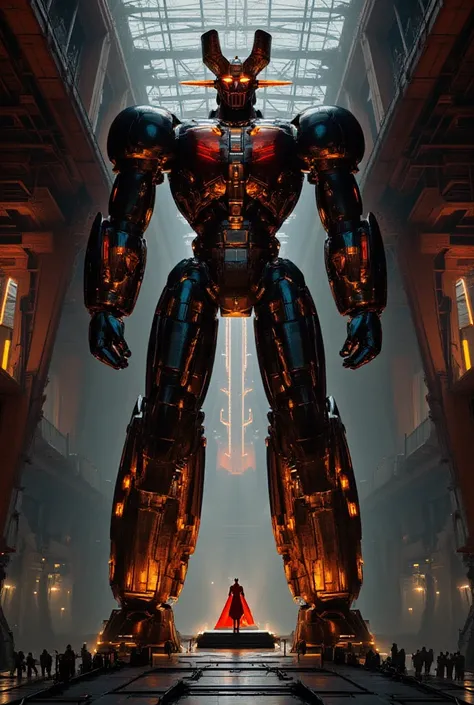  a very realistic version of the modified Mazinger Z,  Standing 100 meters high in a forward leaning position.   Its built with modern materials such as steel  ,   Carbon Fiber  ,   Other industrial elements are also visible  ,   just like the real thing  ...