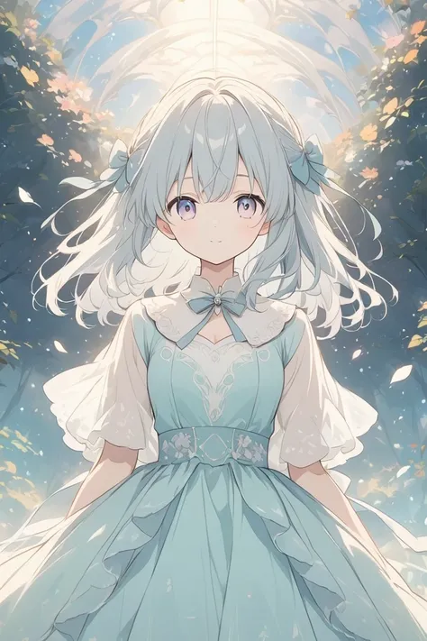 The pale line art and pale colors create a dreamy and ephemeral impression.anime.