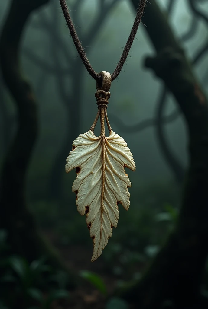 Medieval leaf symbol necklace made of bones