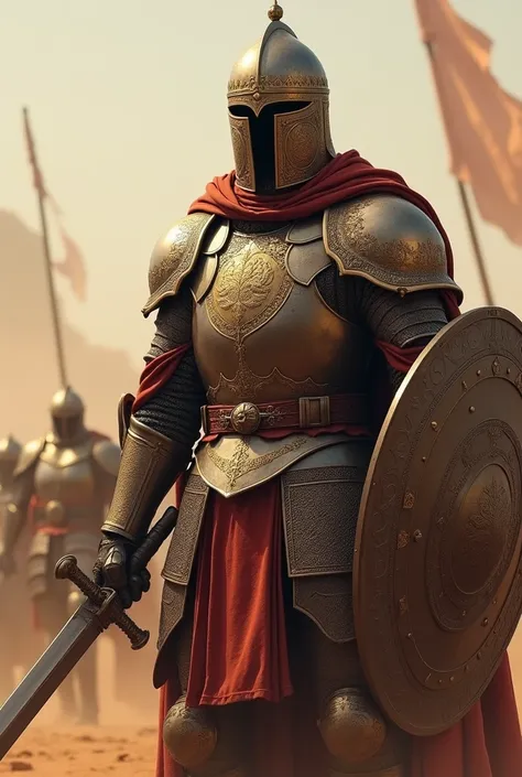 Knight of Saladin's Army standing Tall fearlessly in front of Enemies
