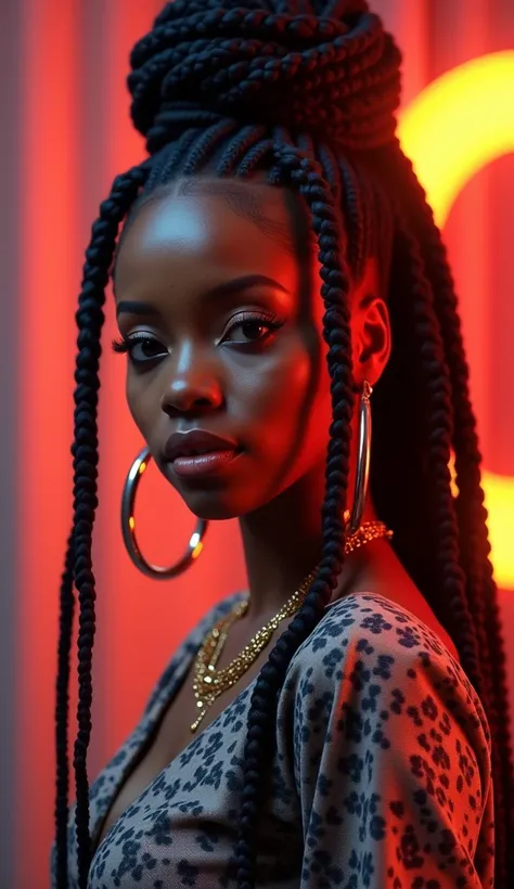 A young  singer African American stylish with braids 