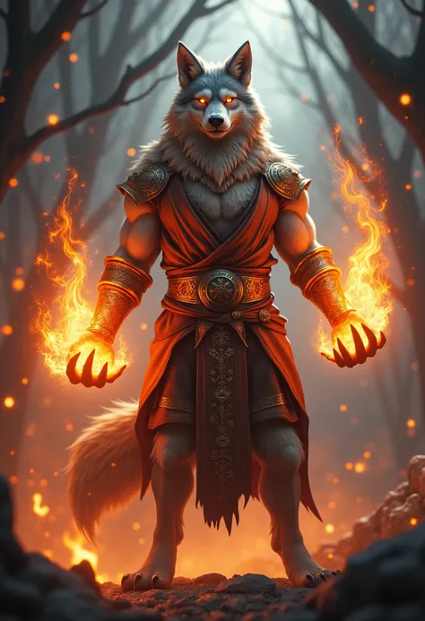 Furry loup, magicien de feu