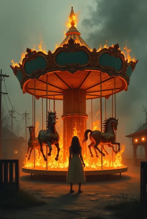 Merry-go-round burning