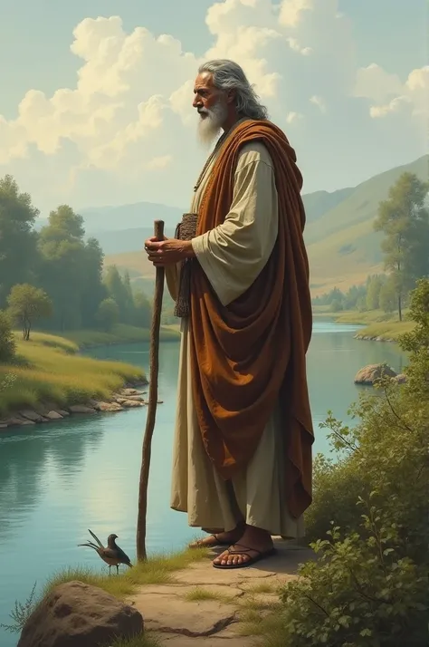 Prophet Elisha near a river