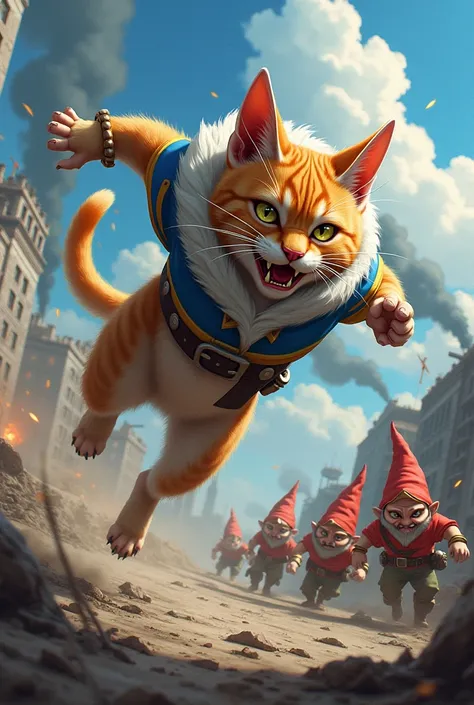 a cat for Ukraine kills Russian gnomes from the anime