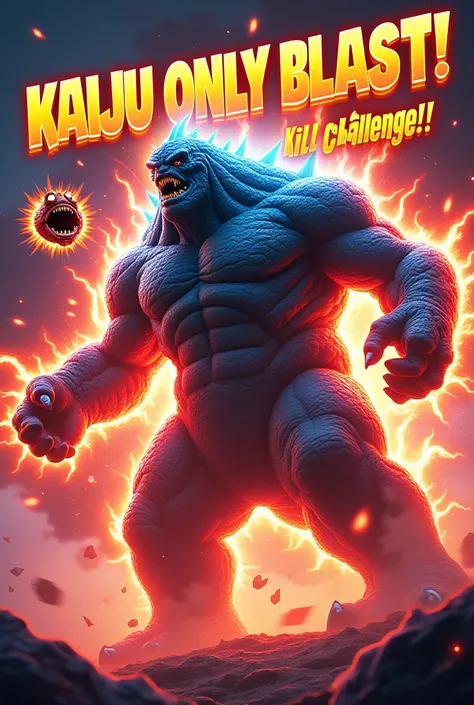 : A large, dramatic image of the Kaiju character in the game, mid-blast. The blast should be glowing brightly (possibly in neon colors like red or blue) to emphasize its power. Make sure the Kaiju is center-stage, showcasing its monstrous size.
Explosion E...