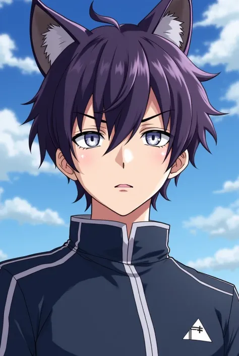  Anime character style of the anime “blue lock” 
This character is male ,  moderately shaped body and tall height .  Position in the front field , He occupies the number 35 .  He has quite dark purple hair and his hair cut is a wolf cut.  His eyes are whit...