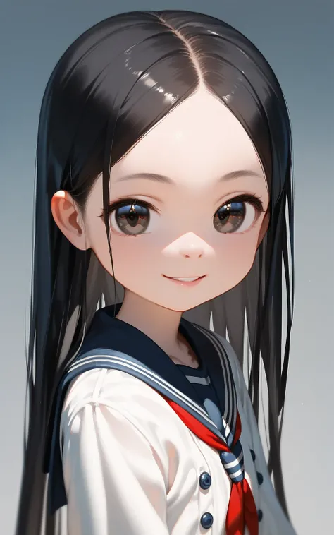 masterpiece,best quality,ultra-detailed,super detailed skin,perfect anatomy,detailed,beautiful detailed eyes,long hair,forehead,straight hair,black hair,black eyes,(loli:1.2),petite,flat chests,naughty face,
Nsfw, sailor suit,