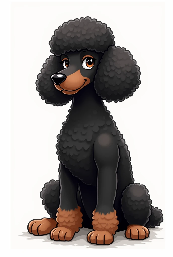 Sketching simple a black poodle but having brown colour at the lower body  stomach and the eyebrown. Fine oneline style