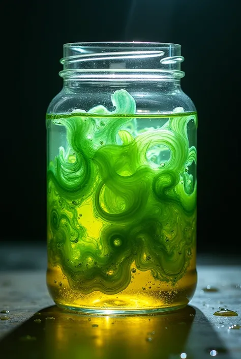 I want a video of algae in a jar that reacts together with ethanol alcohol and after 24 hours it turns into biofuel 