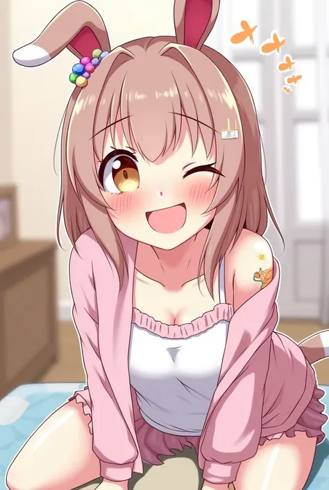  1 girl, solo,  high res,  anime style,  cute,  Masturbation Behavior,  blush,  open your mouth,  animal ears , tongue, tongueを出す, Cheeky, Showing off, Clothing, throw, 