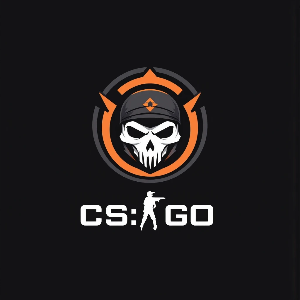 ((Minimalist logo art-style)), (high-quality, clean design)), A **minimalist CS:GO-themed logo** featuring a **skull head** with a sleek and simplified design. The skull is stylized with bold, clean lines, wearing a subtle **bandana** with a faint **CS:GO ...