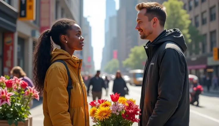 Elon Musk meets and talks to a Black Girl Selling Flowers on the street