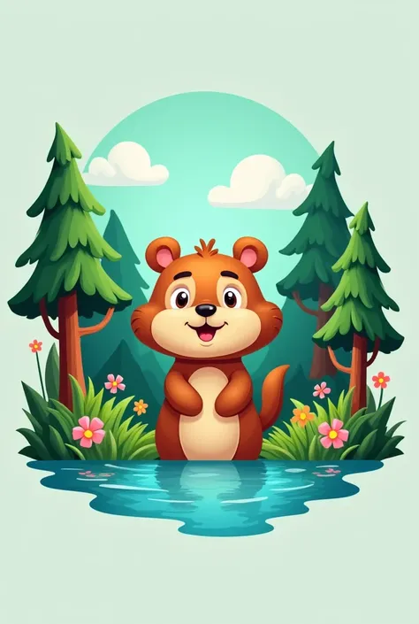 Youtube chennal logo create name Toony बालहंस forest background and river