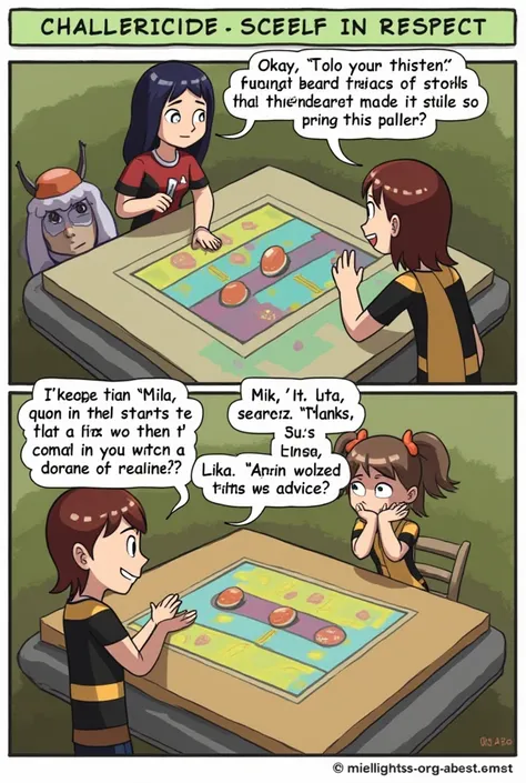 Scene 3: Gameplay - Lesson in Respect
Visuals: The friends move their game pieces around the board, encountering challenges that require them to collaborate.
Mika listens to Lila’s idea for the first time and realizes it works.
Orion helps Jace complete a ...