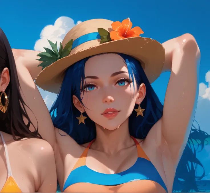 4 girls on the beach in bikinis
