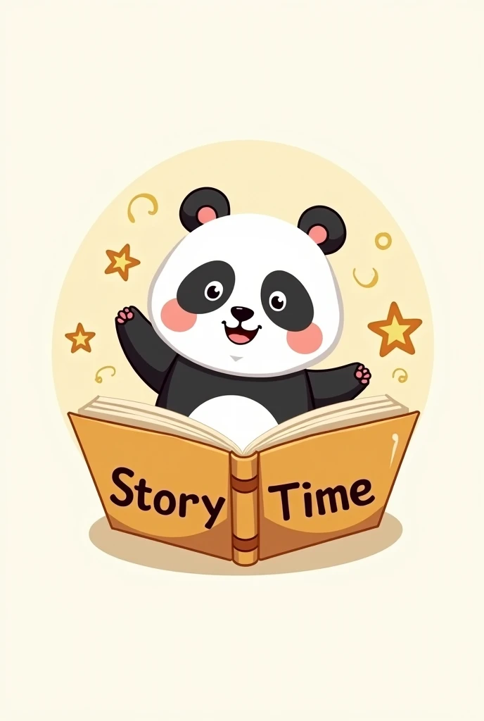 story time logo, cartoon, ren book, cute panda