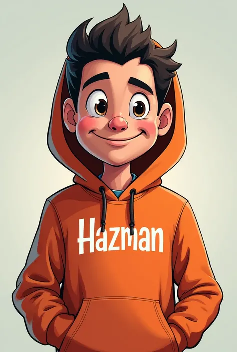 MAN CARTOON ,HIS HOODIE GOT HAZMAN WRITTEN ON IT,