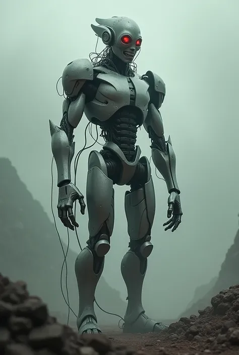 a robot humanoid android, scary appearance, transhumanism or robot