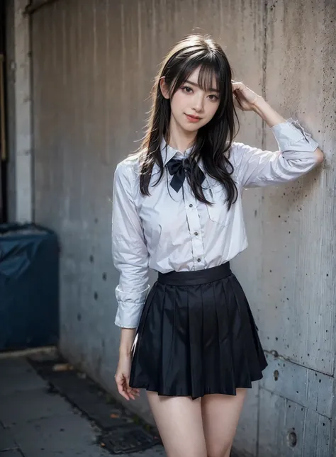 arafed asian woman in a skirt and a white shirt posing for a picture, japanese school uniform, japanese girl school uniform, wearing japanese school uniform, young gravure idol, realistic young gravure idol, young pretty gravure idol, Seifuku, cute schoolg...